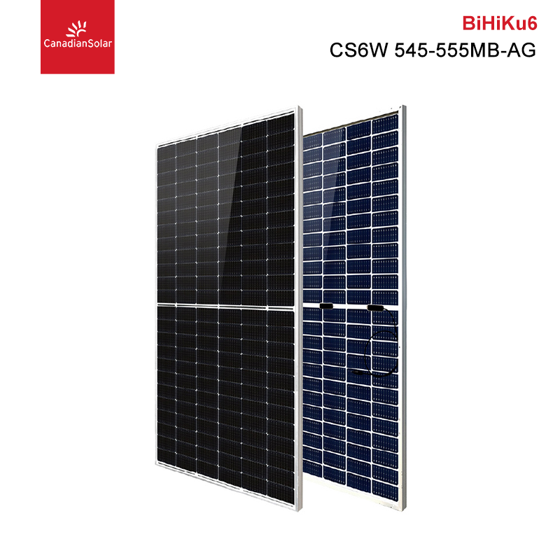 Panel solar bifacial solar canadiense 550W 545W 540W 535W 530W Paneles solares transparentes de doble vidrio