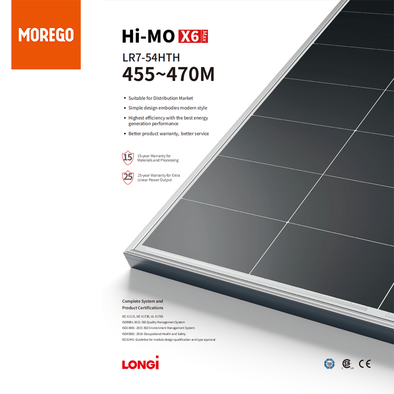 Longi Solar Hi-MO X6 MAX Panel solar negro 465W 460W 455W para la azotea del hogar