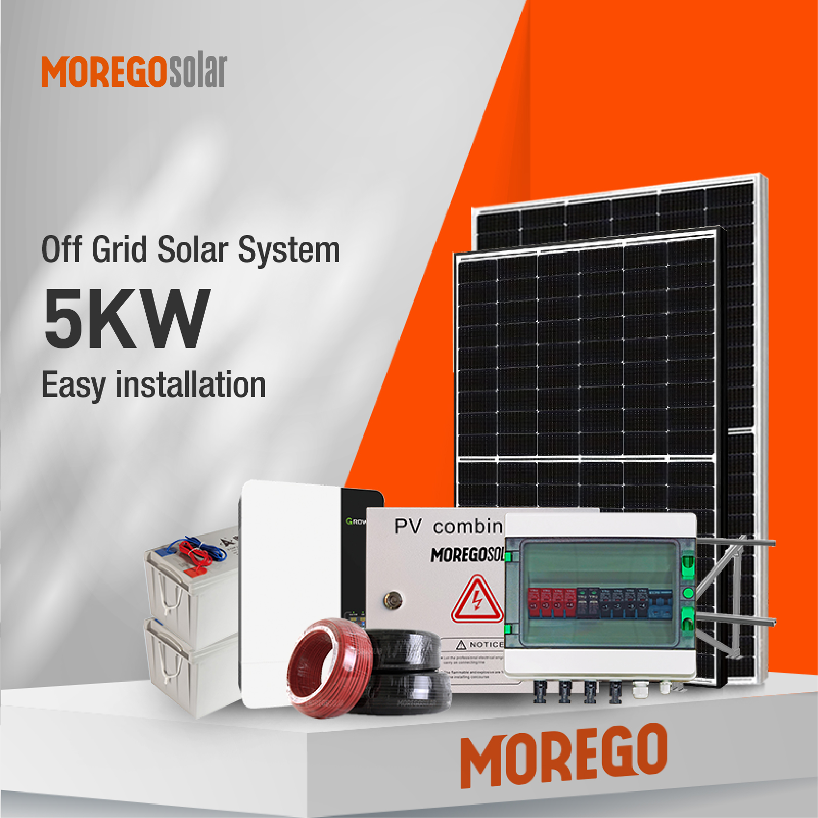 Sistema de energía solar Moregosolar 5kw Sistema fotovoltaico fuera de la red 5000W completo con batería