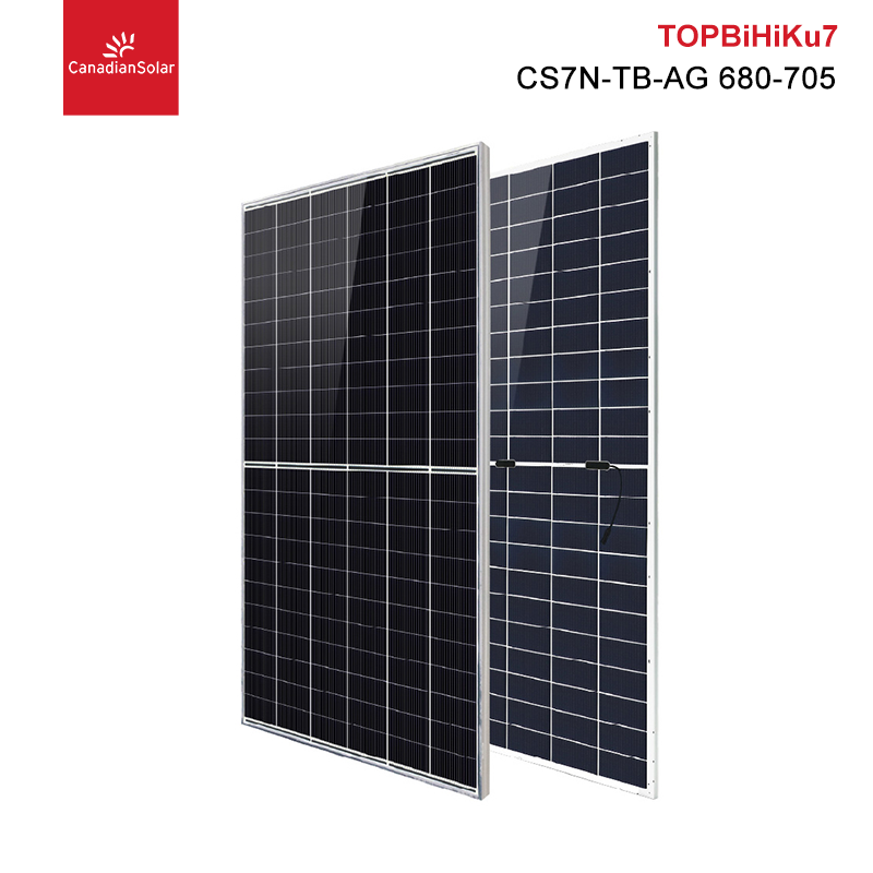 Panel solar canadiense TOPBiHiKu7 tipo N TOPCon, módulos fotovoltaicos bifaciales de 700W, 705W, 710W y 715W