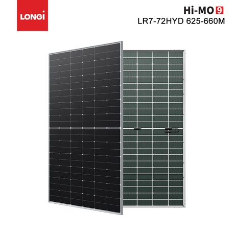 Panel solar de doble vidrio Longi Hi-MO9 LR7-72HYD bifacial 660W 655W 650W 645W 640W 635W 