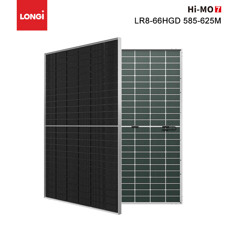 Panel solar bifacial de doble vidrio Longi Hi-MO 8 LR8-66HGD 600W 605W 610W 615W 620W 625W