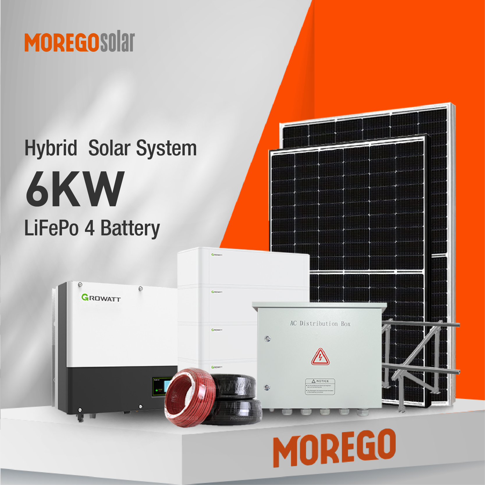 Sistemas de energía de almacenamiento solar híbrido Moregosolar 5KW 6KW con batería de iones de litio