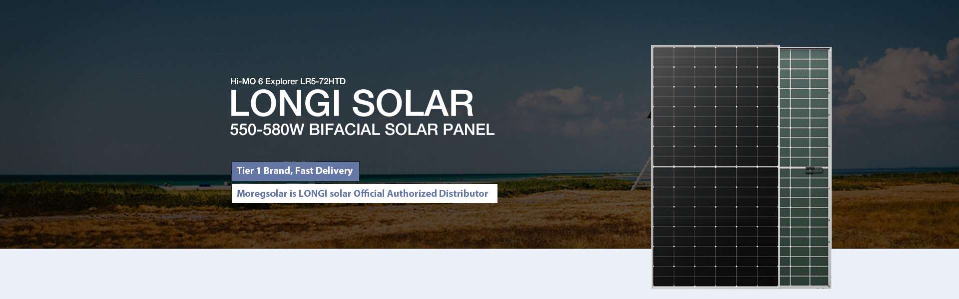 Longi Panel solar bifacial solar 580W 575W 570W Célula solar HPBC