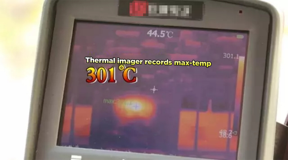 La cámara termográfica registra la temperatura máxima