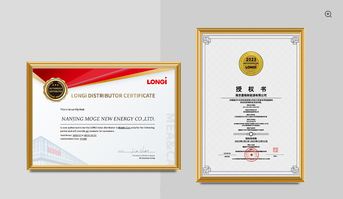 Certificado Oficial Autorizado LONGI solar, Moregosolar