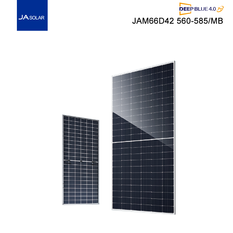 JA Solar tipo N Bifacial doble vidrio alta eficiencia 580W 585W 590W JAM66D42 565-590/MB