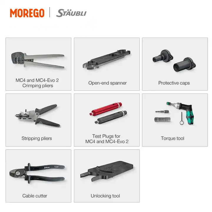 Caja de herramientas para conectores fotovoltaicos Staubli MC4 y MC4-EVO2